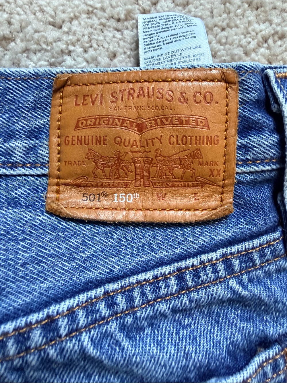 Levi’s 150th Anniversary Distressed Blue Denim Jeans - Picture 2 of 5